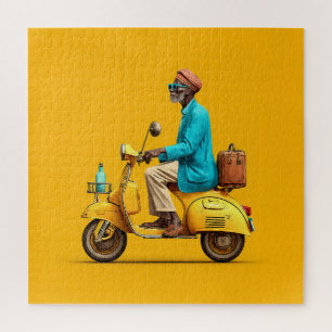 Stylish Retro Scooter Ride Jigsaw Puzzle