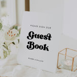 Stylish retro Sign our Guestbook Pedestal Sign<br><div class="desc">A retro chic theme: adopt this slightly vintage and stylish typographic design for your wedding stationery,  with a classic black and white theme. Customizable text colours and backgrounds.</div>