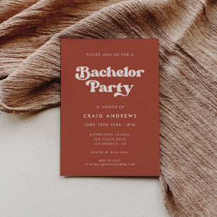 Stylish retro Terracotta Bachelor Party Invitation