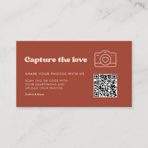 Stylish retro Terracotta Capture the love Enclosure Card