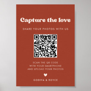 Stylish retro Terracotta Capture the love sign