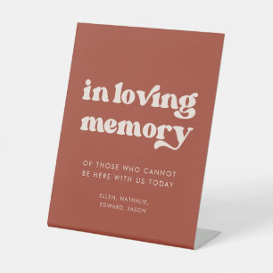 Stylish retro Terracotta In loving memory Pedestal Sign