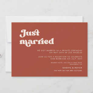 Stylish retro terracotta Just married Invitation