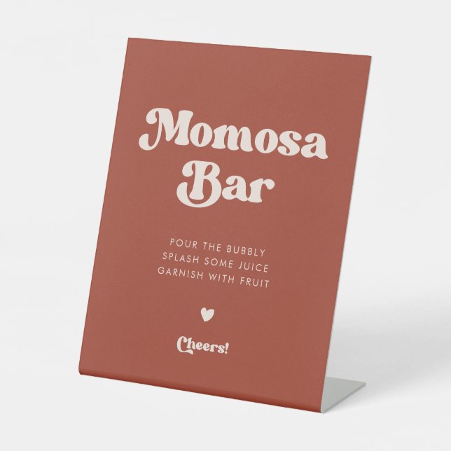 Stylish retro Terracotta Momosa bar Pedestal Sign (Front)