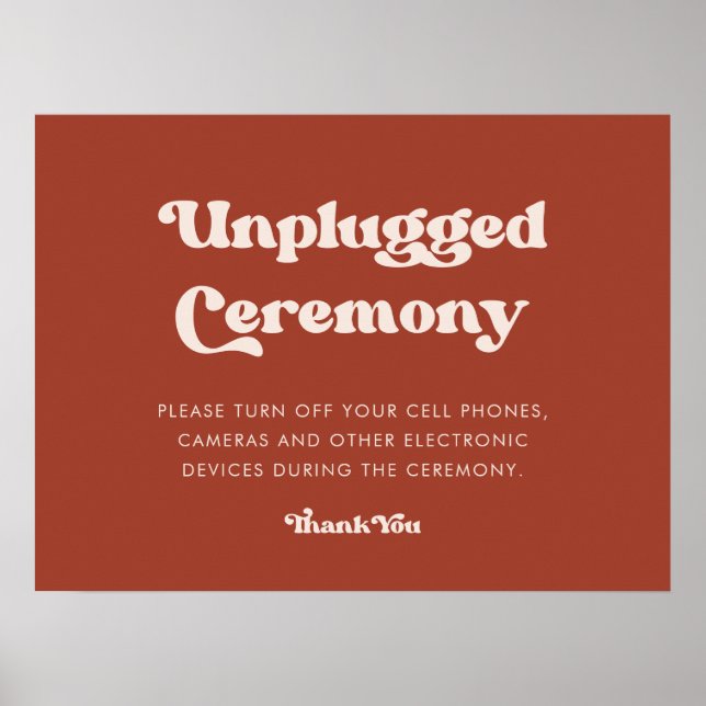 Stylish retro Terracotta Unplugged ceremony  Poster (Front)