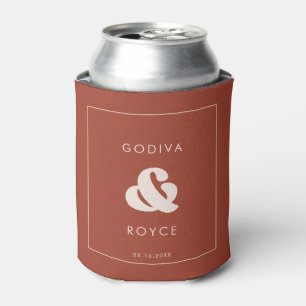 Stylish retro Terracotta Wedding Can Cooler