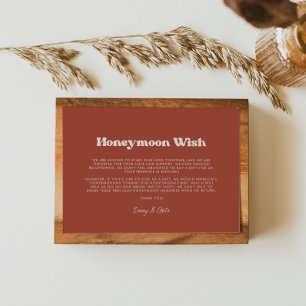 Stylish retro Terracotta Wedding Honeymoon wish Enclosure Card