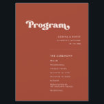 Stylish retro terracotta wedding program<br><div class="desc">A retro chic theme: adopt this slightly vintage and stylish typographic design for your wedding stationery,  with a burnt orange,  terracotta,  brown sugar & peach pink colour theme. Fully customizable text,  colours and backgrounds.</div>