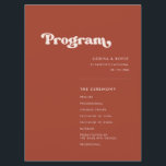 Stylish retro terracotta wedding program<br><div class="desc">A retro chic theme: adopt this slightly vintage and stylish typographic design for your wedding stationery,  with a burnt orange,  terracotta,  brown sugar & peach pink colour theme. Fully customizable text,  colours and backgrounds.</div>