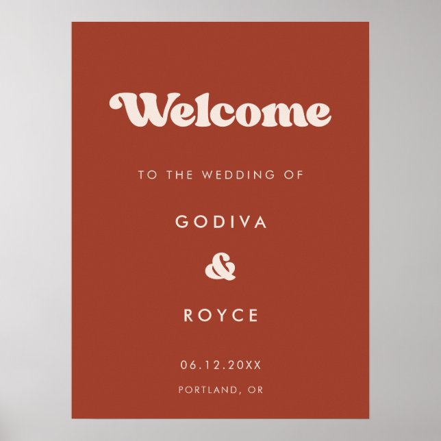 Stylish retro Terracotta Welcome to our wedding Poster (Front)