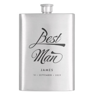 Stylish Retro Typography Best Man Groomsmen Hip Flask