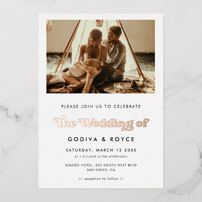 Stylish Retro Wedding Photo (Front)