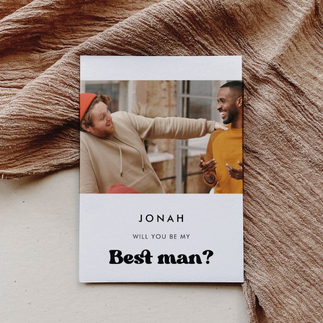 Stylish retro Will you be my best man photo card (Creator Uploaded)