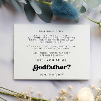 Stylish retro Will you be my Godfather card