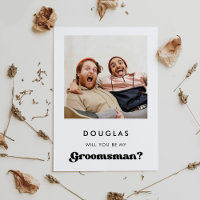 Stylish retro Will you be my groomsman photo card