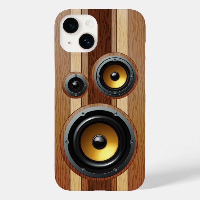 Stylish retro wood grain speakers Case-Mate iPhone case (Back)