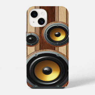 Stylish retro wood grain speakers iPhone 14 case