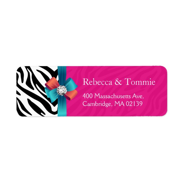 Stylish Ribbon Bow Hot Pink Zebra Print (Front)