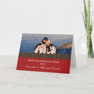 Stylish Ribbon Holiday Greeting Card, Red Card