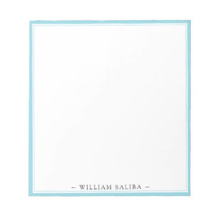 Stylish Robin Egg Blue Border Name Notepad Gift