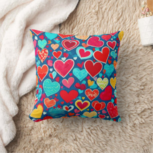 Stylish Romance: Chic Hearts Elegance Throw Pillow