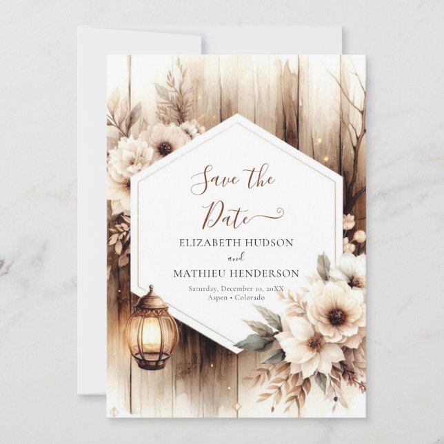Stylish Romance Rustic Wedding Save The Date (Front)