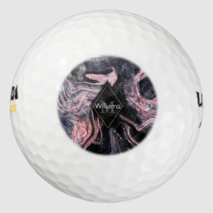 Stylish rose gold abstract marbleized design golf balls