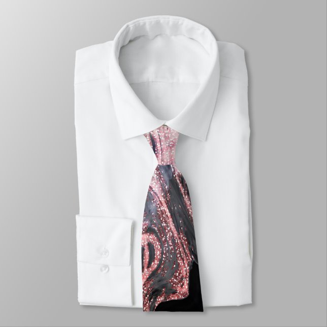 Stylish rose gold abstract marbleized design tie (Tied)