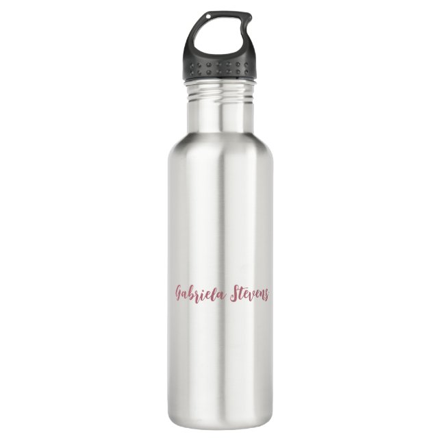 Stylish Rose Gold Calligraphy Name White 710 Ml Water Bottle (Front)