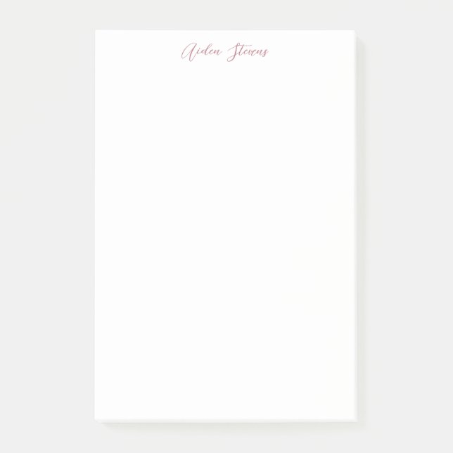 Stylish Rose Gold Calligraphy Name White Post-it Notes (Front)