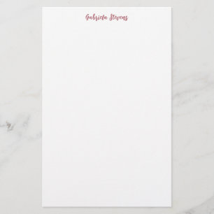 Stylish Rose Gold Calligraphy Name White Stationery
