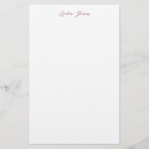 Stylish Rose Gold Calligraphy Name White Stationery