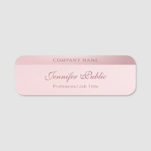 Stylish Rose Gold Calligraphy Script Name Template Tag