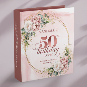 Stylish Rose Gold Dusty Pink 50th Birthday Album Binder
