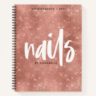 Stylish Rose Gold Faux Foil Nails Appointment Book
