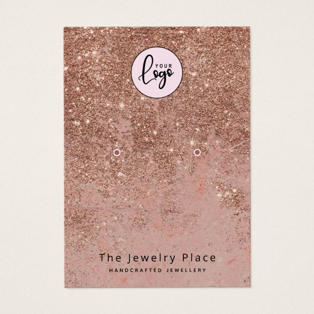 Stylish Rose Gold Faux Glitter Earrings Display (Front)