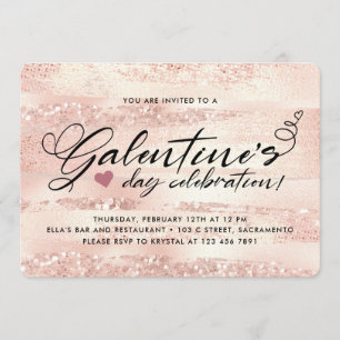 Stylish Rose Gold Galentine's Day Party Invitation
