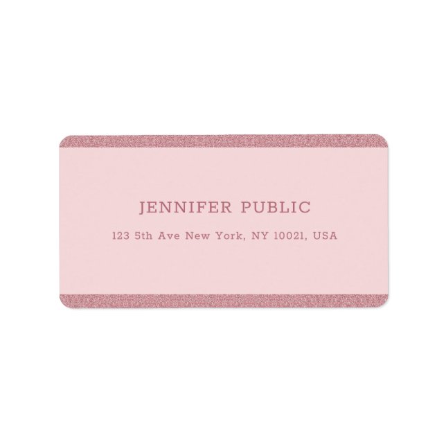 Stylish Rose Gold Glitter Modern Professional Chic Label (Front)