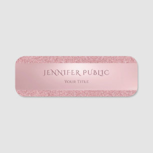 Stylish Rose Gold Glitter Modern Template Elegant Name Tag