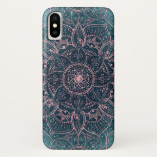 Stylish Rose Gold Mandala Blue Nebula Stars Case-Mate iPhone Case