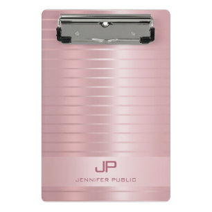 Stylish Rose Gold Template Monogrammed Modern Mini Clipboard