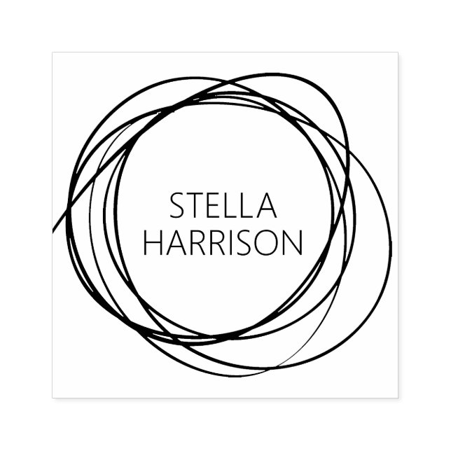 Stylish Round Scribble Name Rubber Stamp (Imprint)