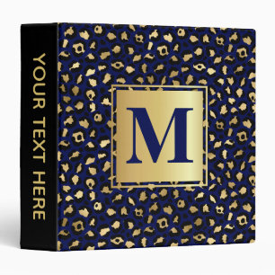Stylish Royal Blue & Gold Foil Leopard Spots Binder