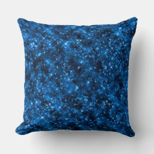 Stylish Royal Blue Shimmer Glitter Glam Pattern Throw Pillow