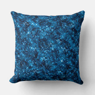 Stylish Royal Blue Shimmer Glitter Glam Pattern Throw Pillow