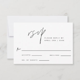 Stylish RSVP Black and White Minimal Response Card