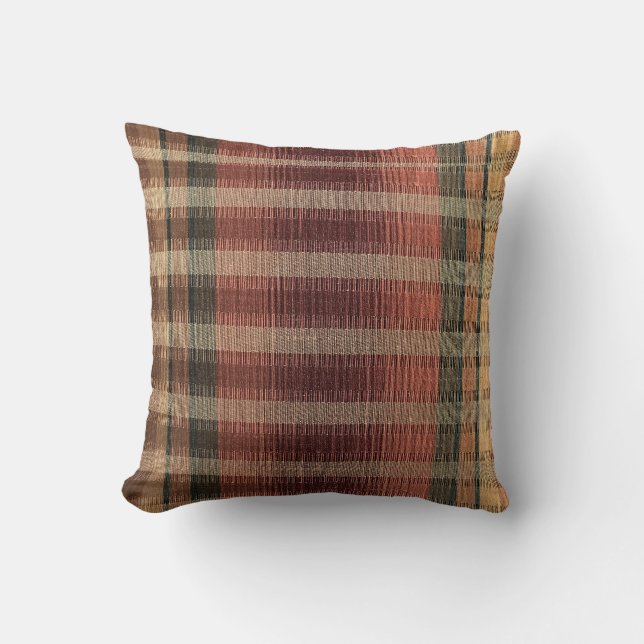 Stylish Rust and Brown Plaid   Throw Pillow (Front)