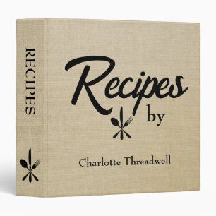 Stylish Rustic Beige Linen Look Family Personalize Binder