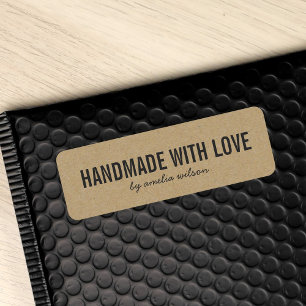Stylish Rustic Bold Handmade with Love Faux Kraft