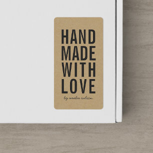 Stylish Rustic Bold Handmade with Love Faux Kraft
